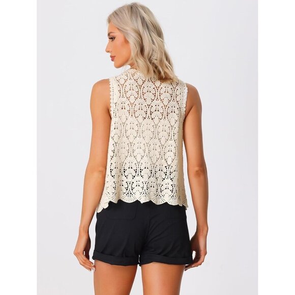 Women\'s Crochet Floral Boho Vest Sleeveless Beach Cover Up Lightweigh main image 6